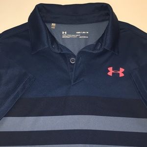 Under Armour boys blue striped polo